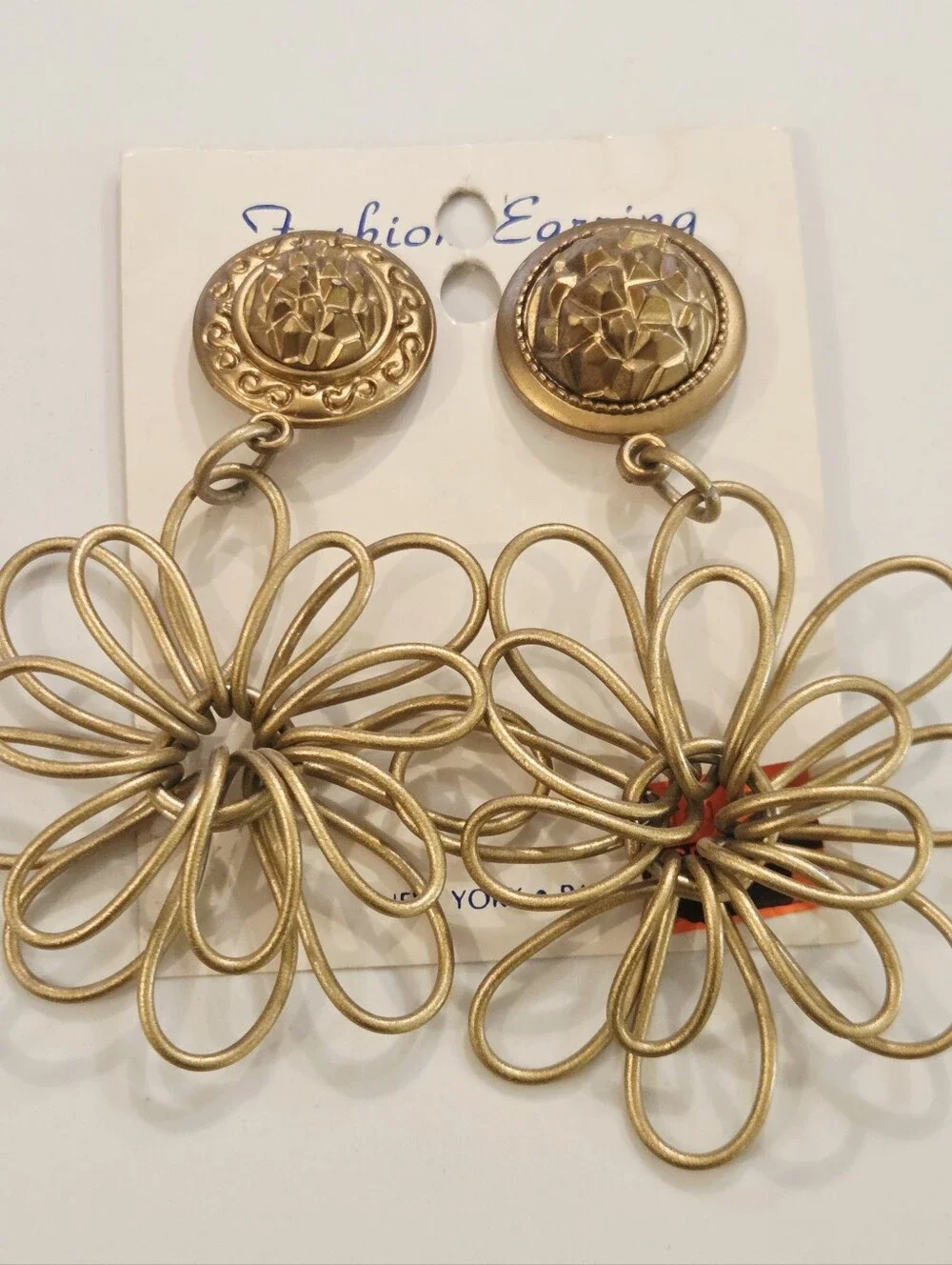 VTG NOS Gold Waterfall Chandelier Clip on Pierced Earrings 80 90s Runway Lot 6
